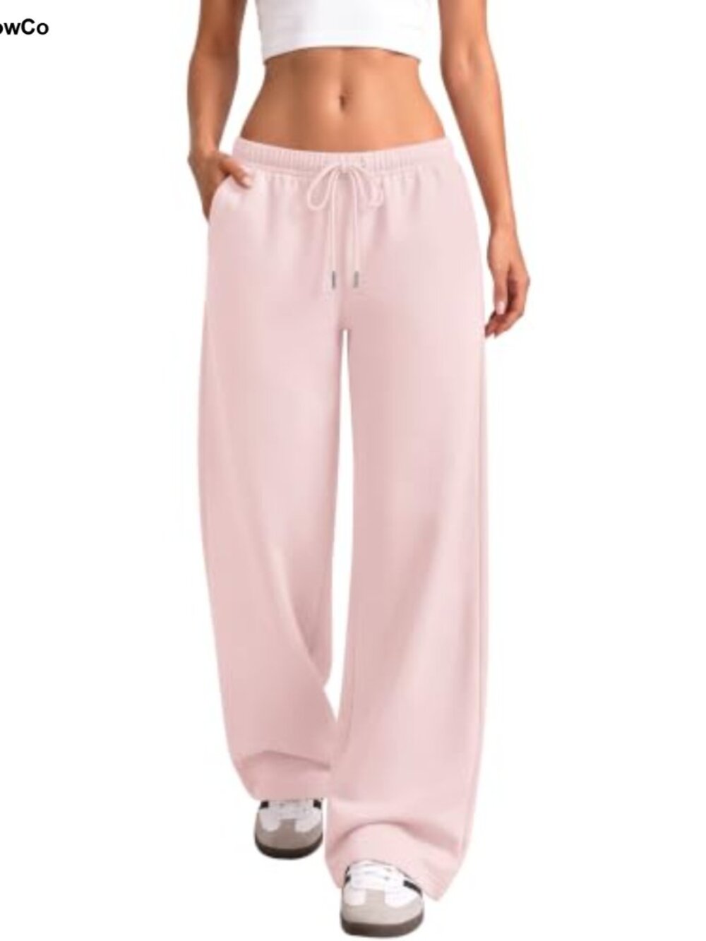 Wide Leg Sweatpants Fleece Lined Joggers Drawstring Pockets